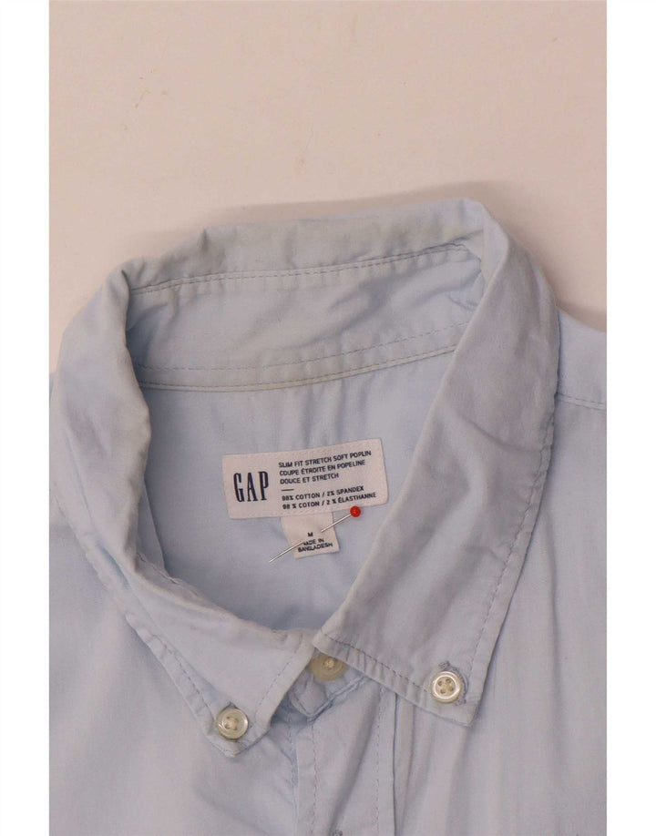 Camisa masculina slim fit Gap algodão azul médio