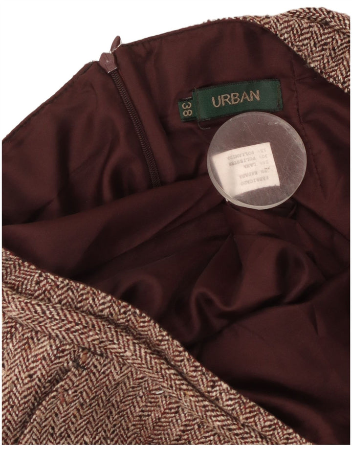 Saia reta feminina vintage UE 38 médio W30 lã espinha de peixe cor de vinho