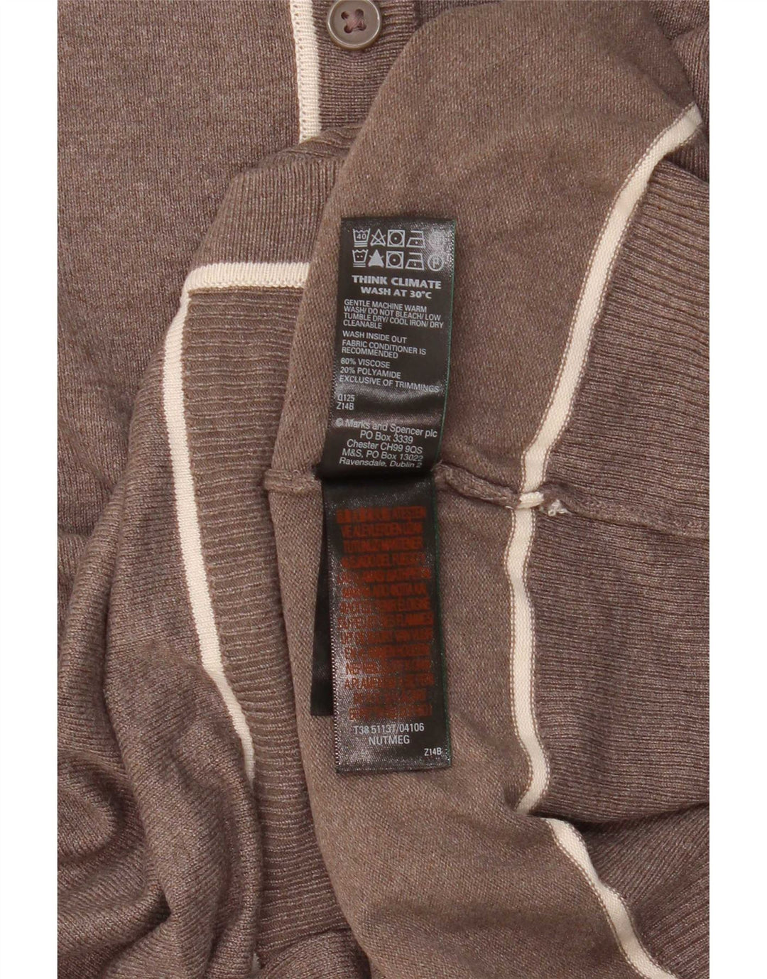 Suéter cardigã feminino Marks & Spencer UK 10 pequeno marrom viscose