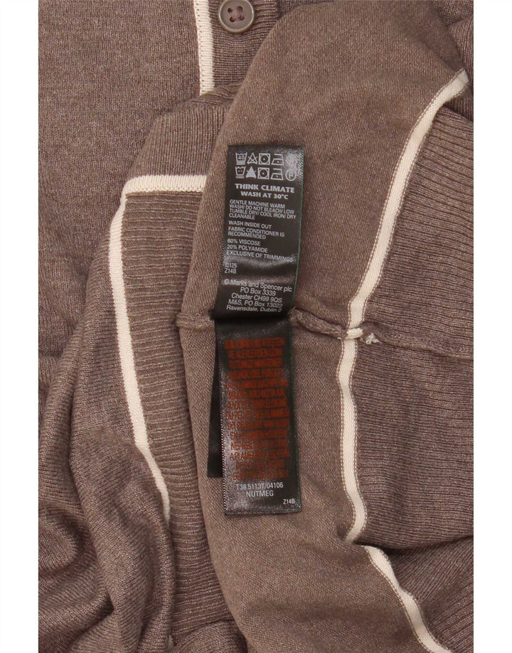 Suéter cardigã feminino Marks & Spencer UK 10 pequeno marrom viscose