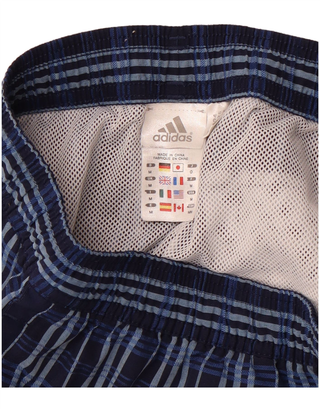Shorts de natação masculino Adidas médio azul marinho xadrez poliéster
