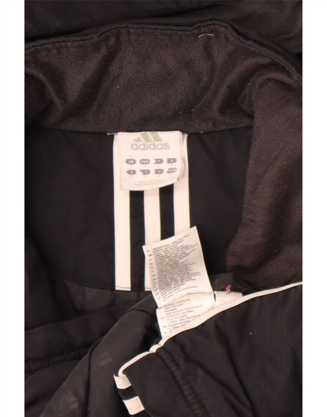 Jaqueta corta-vento masculina Adidas com capuz UK 36 pequena poliamida preta