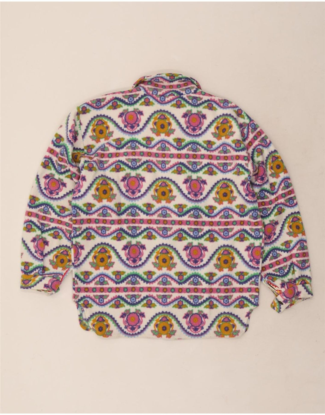 Camisa masculina vintage de lã pequena geométrica multicolorida