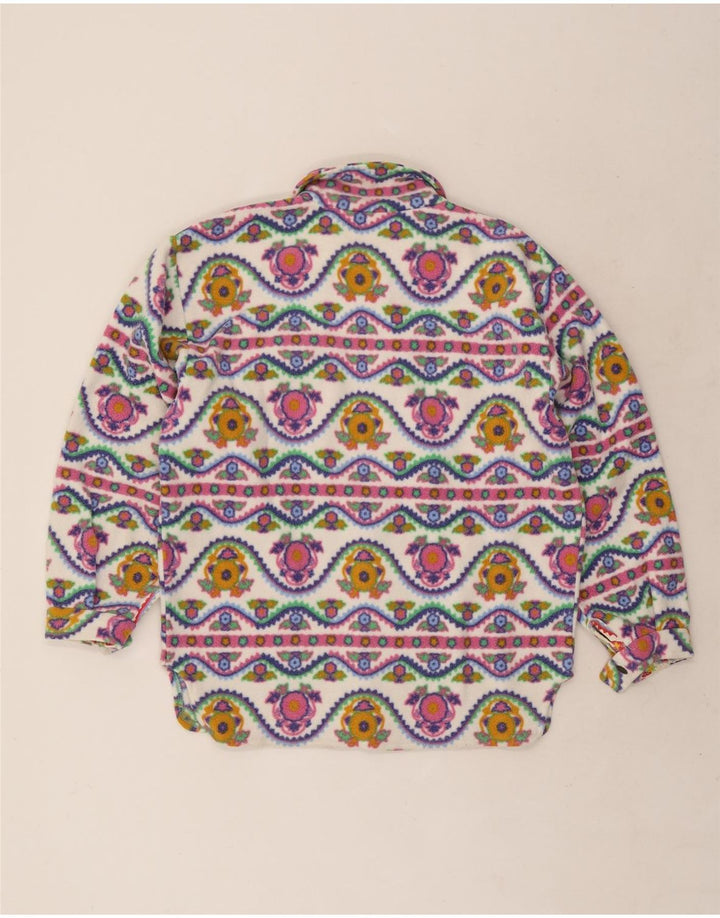 Camisa masculina vintage de lã pequena geométrica multicolorida