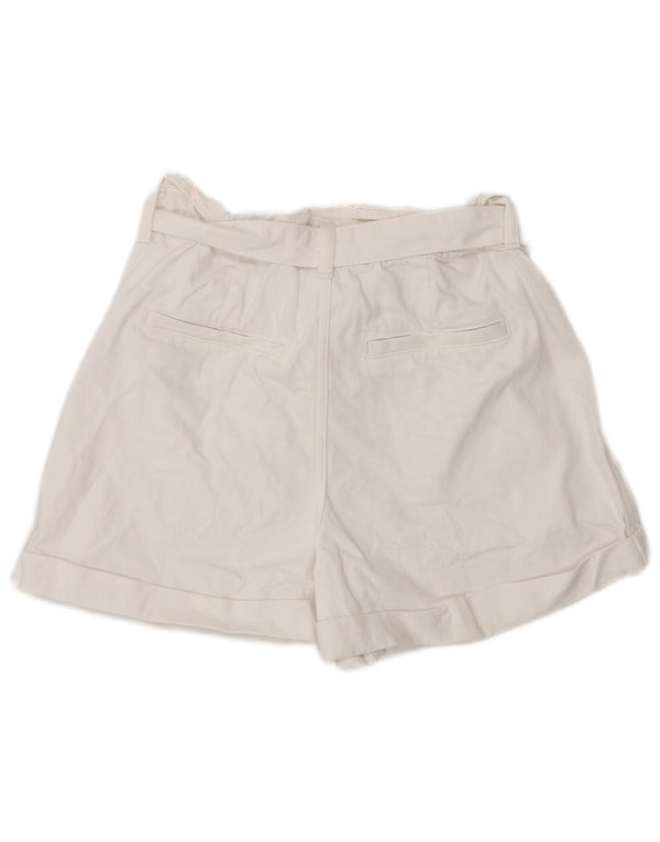 Zara Shorts feminino cintura alta casual UE 38 pequeno W28 algodão branco