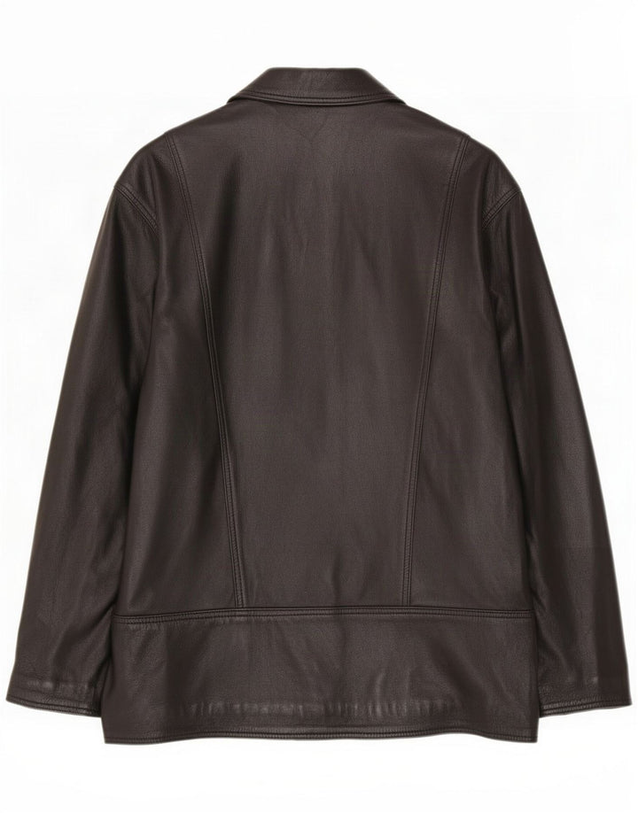 Jaqueta blazer feminina vintage de couro com 1 botão IT 40 pequena preta