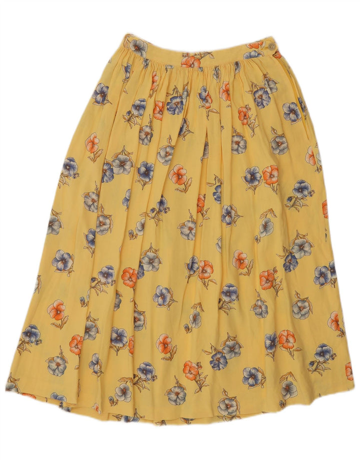 Saia midi feminina vintage W24 XS floral amarelo