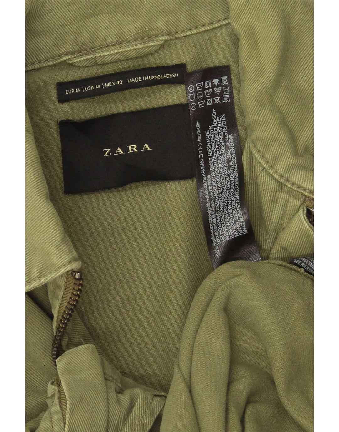 Jaqueta bomber masculina Zara UK 38 algodão verde médio