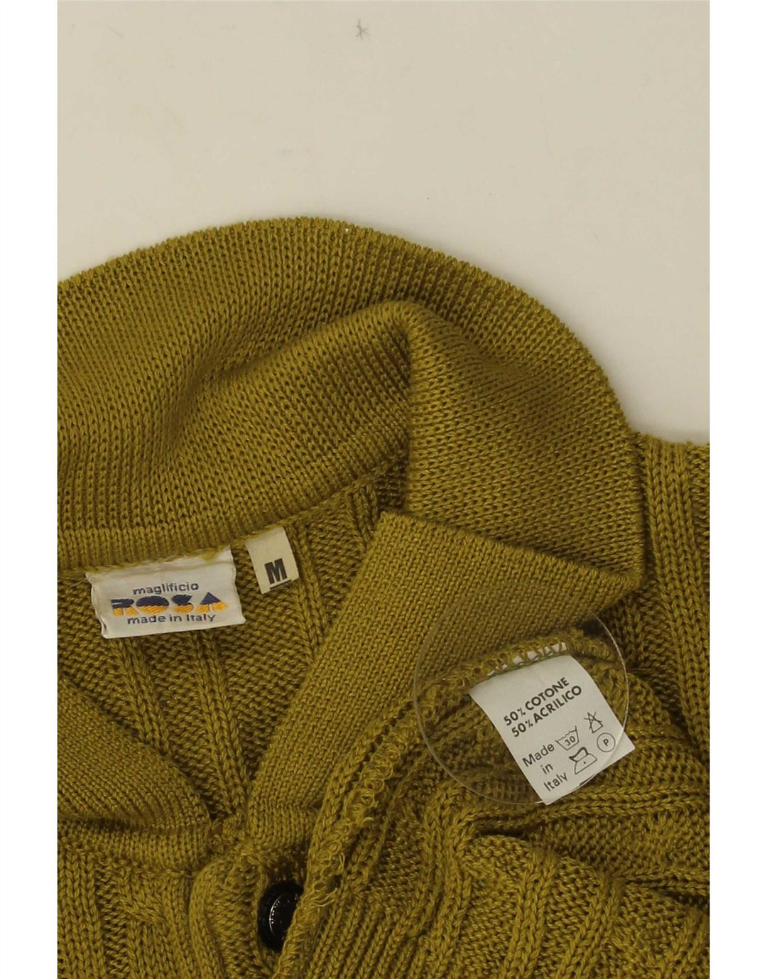 Suéter vintage masculino com gola polo e algodão verde médio