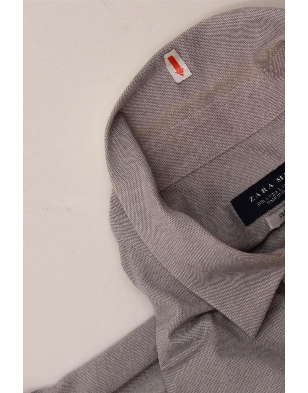 Camisa masculina ZARA Slim Fit grande algodão cinza
