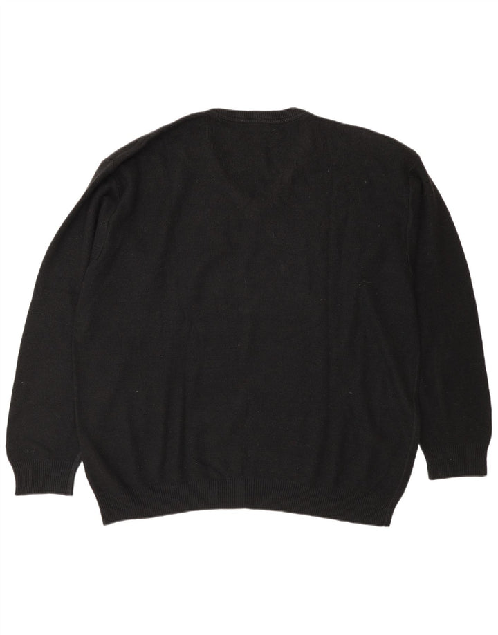 Suéter masculino Lacoste com decote em V tamanho 6 XL lã preta