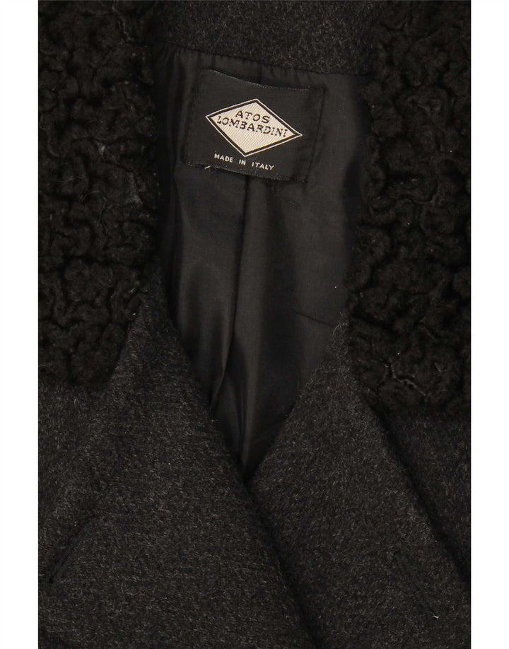 Casaco feminino Atos Lombardini com peito duplo UK 12 médio preto