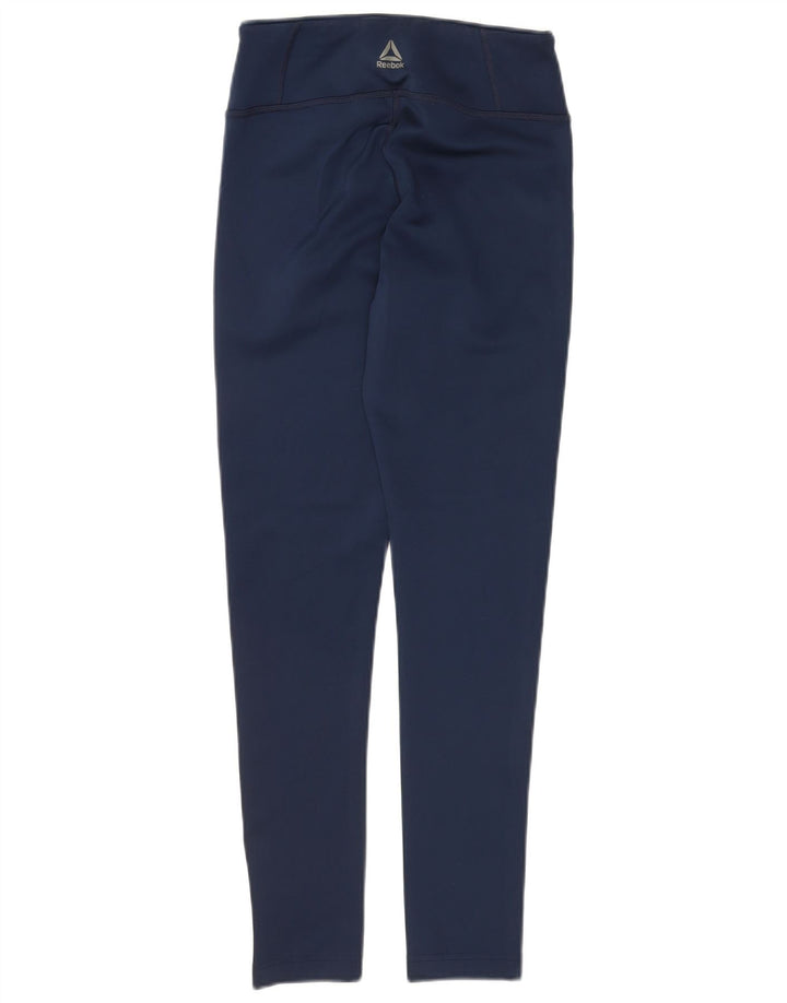 Leggings femininos REEBOK UK 8/10 poliéster azul marinho pequeno