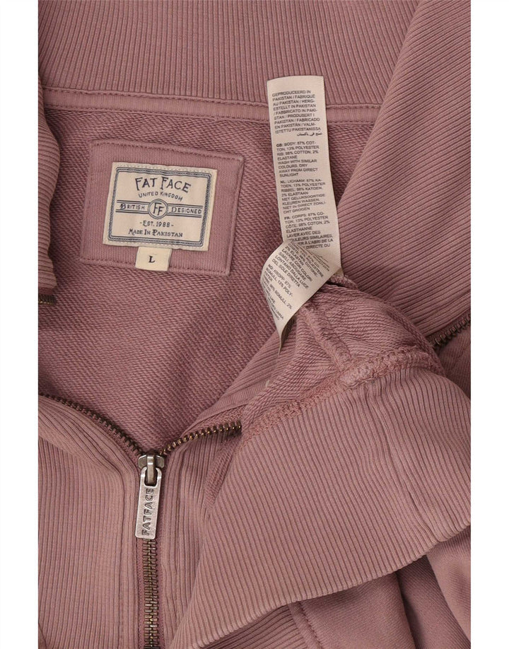 Suéter feminino Fat Face com zíper e gola grande, Reino Unido 16, grande, rosa