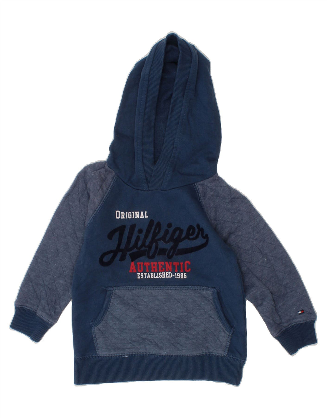 TOMMY HILFIGER Baby Boys Graphic Hoodie Jumper 12-18 Months Navy Blue Vintage Tommy Hilfiger and Second-Hand Tommy Hilfiger from Messina Hembry 