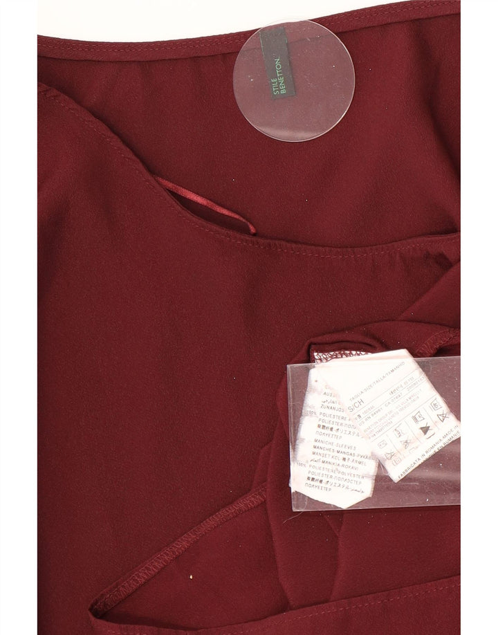 Vestido feminino Benetton Oversized Shift UK 10 pequeno poliéster Borgonha