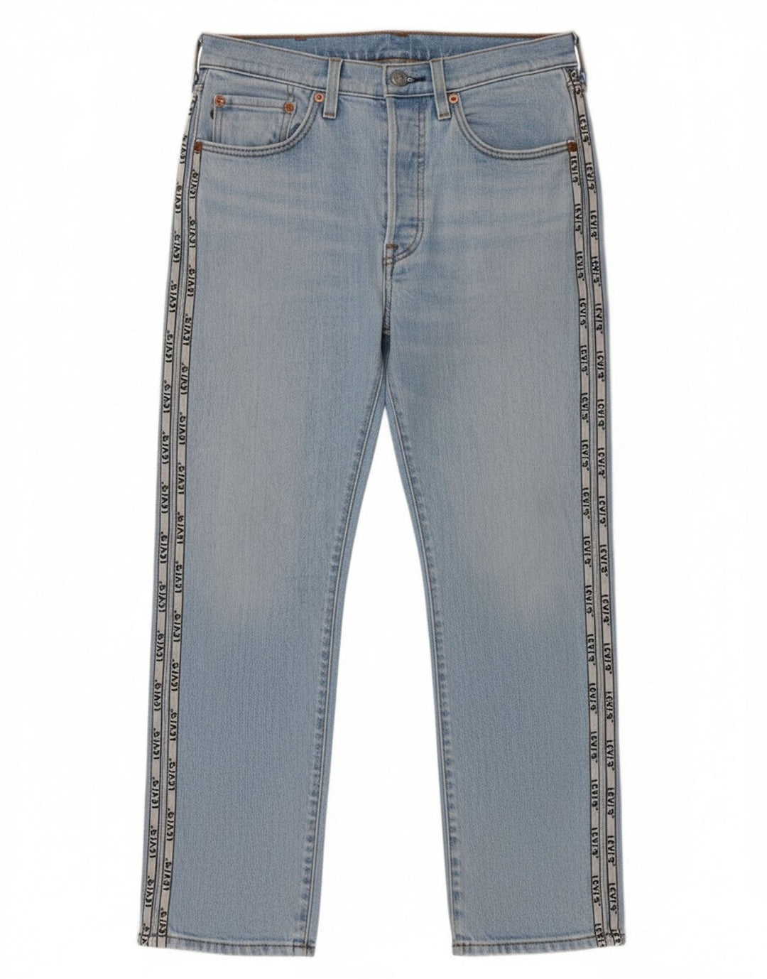 Calça jeans feminina Levi's 501 Graphic Straight W26 L26 azul algodão