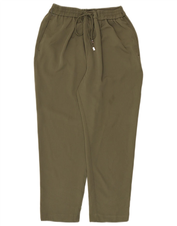 Zara Calça feminina cônica cortada grande W32 L24 poliéster cáqui