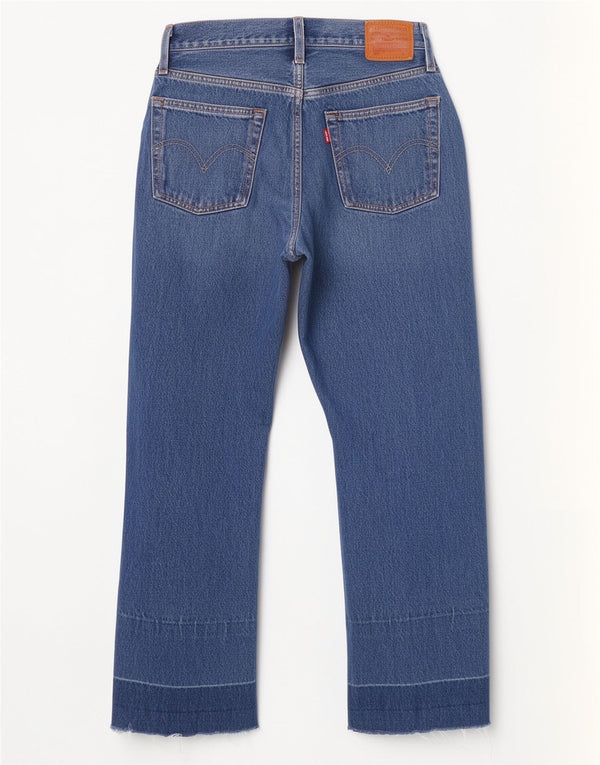 Calça jeans feminina Levi's 501 Distressed Straight W25 L26 azul marinho algodão