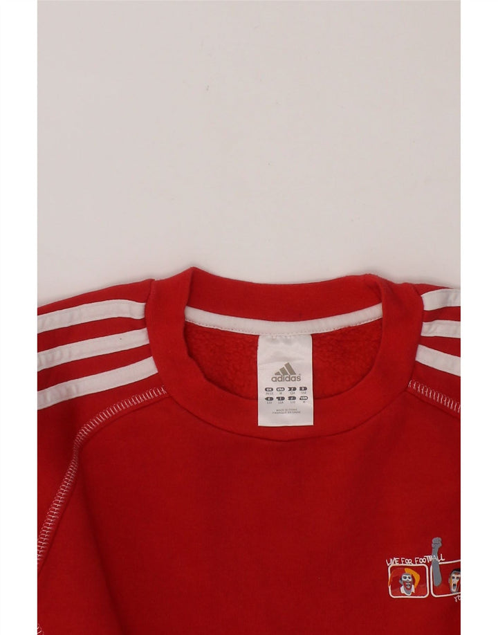 ADIDAS Boys Sweatshirt Jumper 11-12 Years  Red Cotton Vintage Adidas and Second-Hand Adidas from Messina Hembry 