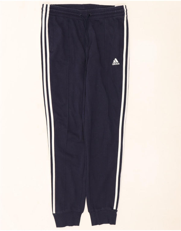 Calça de treino feminina Adidas Joggers UK 12/14 médio azul marinho algodão
