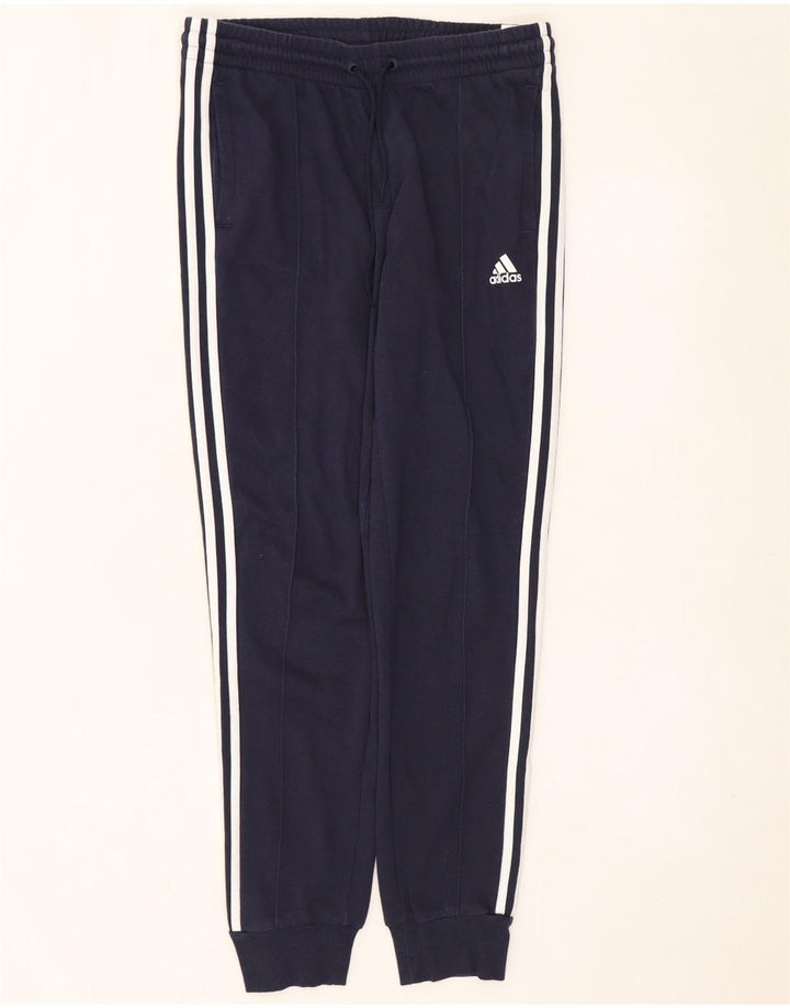 Calça de treino feminina Adidas Joggers UK 12/14 médio azul marinho algodão