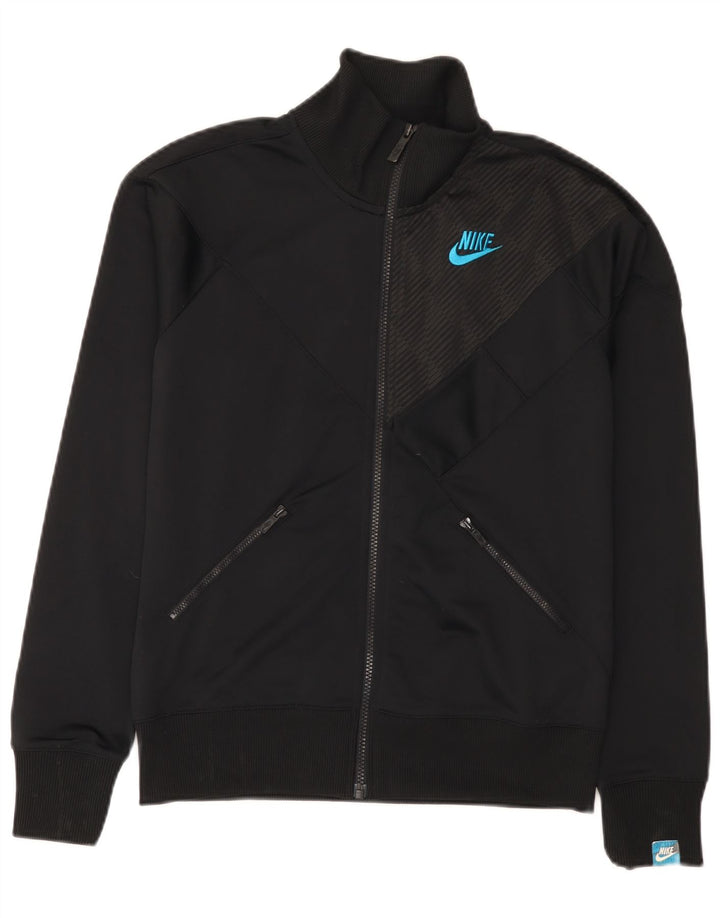 Nike Womens Tracksuit Top Jacket UK 10/12 Médio Preto Risca de Giz Poliéster