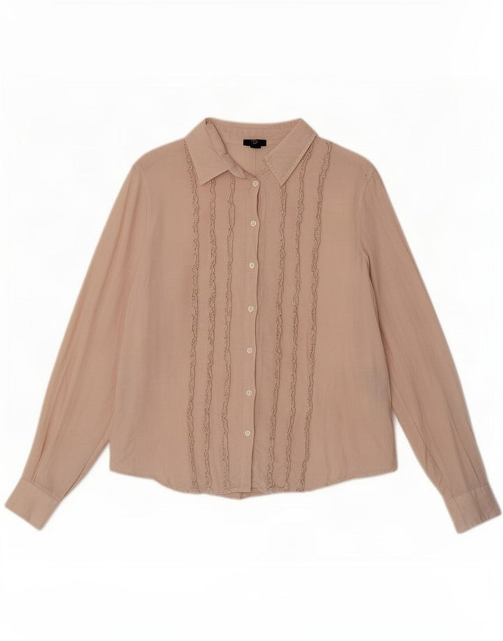 Camisa feminina Gant com babados na frente Reino Unido 16 grande linho bege