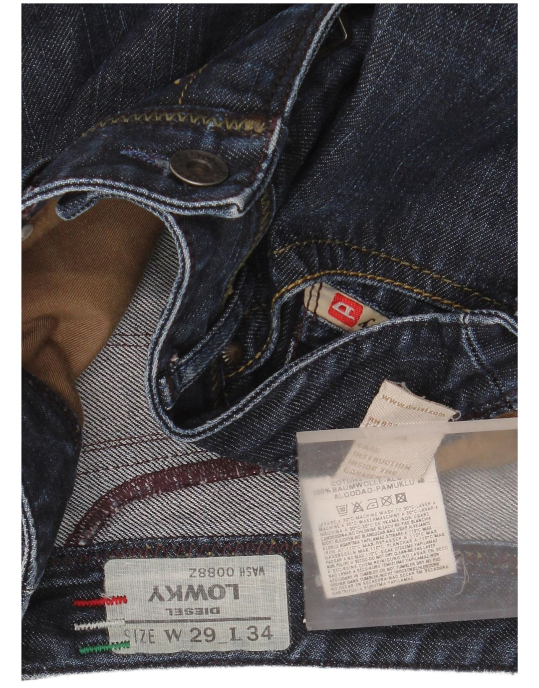 Diesel feminino Lowky Straight Jeans W29 L30 azul marinho algodão