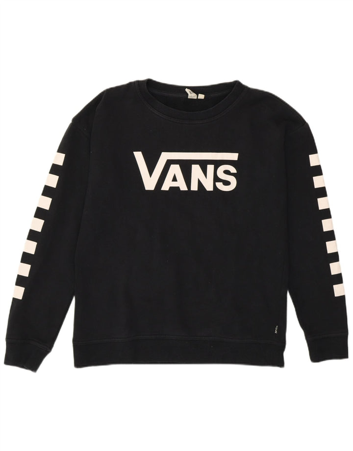 Vans feminino gráfico moletom jumper pequeno algodão geométrico preto
