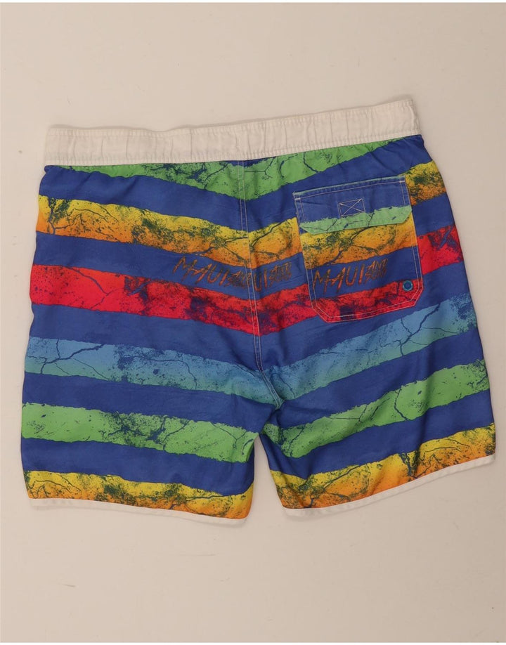 Maui and Sons Shorts de natação masculino gráfico grande poliéster listrado azul