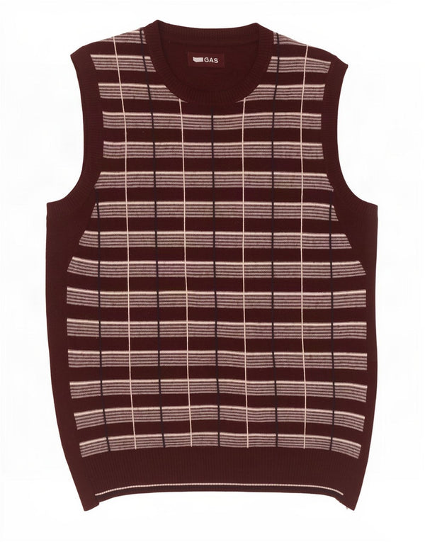 Gas Mens Vest Tank Top Médio Xadrez Marrom