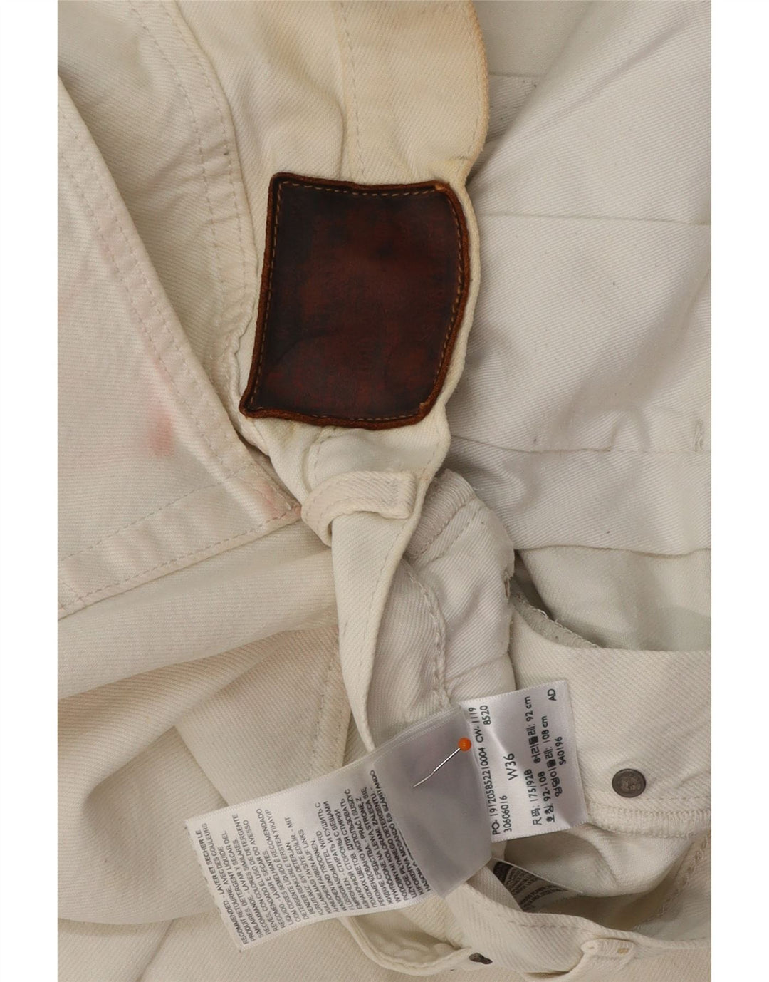 Shorts jeans masculino LEVI'S W36 grande algodão branco