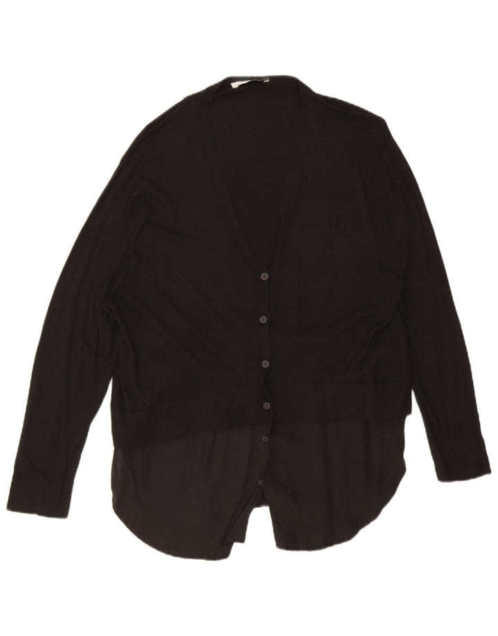 Suéter cardigã feminino Zara UK 14 médio preto Cupro
