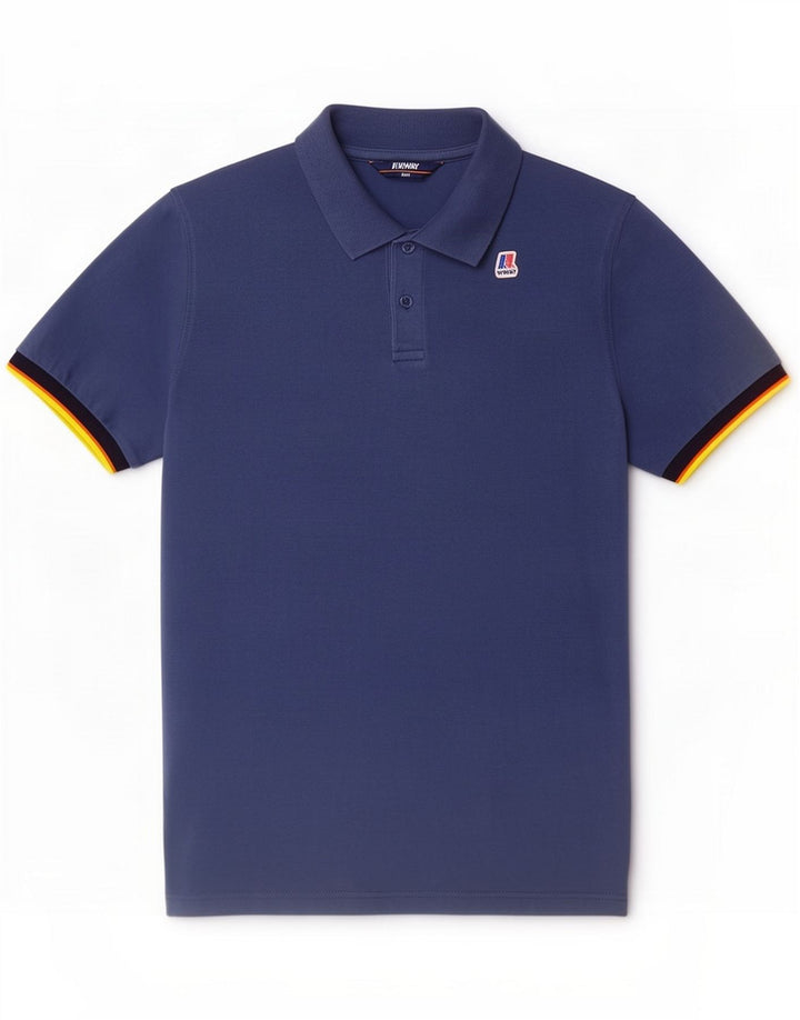 K-Way Camisa polo masculina grande algodão azul