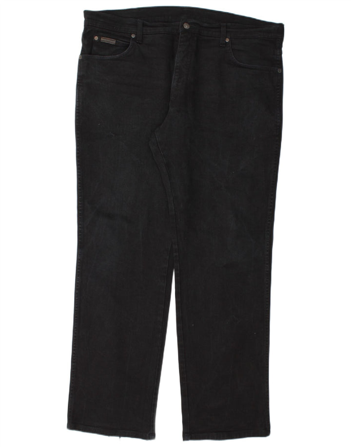 Wrangler Masculino Texas Stretch Straight Jeans W38 L32 Algodão Preto