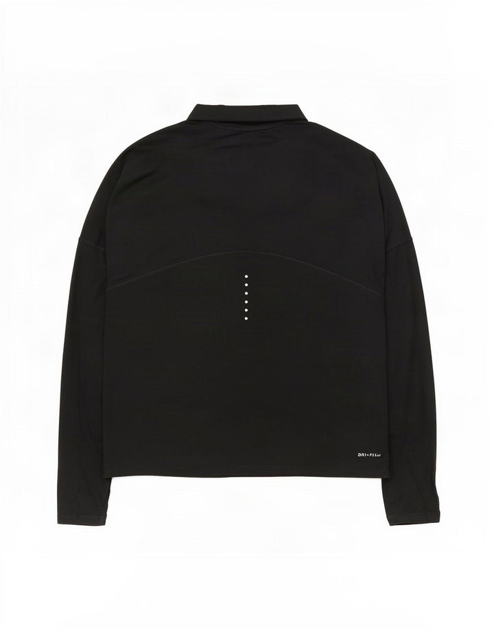 Nike Womens Dri Fit Zip Neck Pullover Treino Top Reino Unido 14 Médio Preto