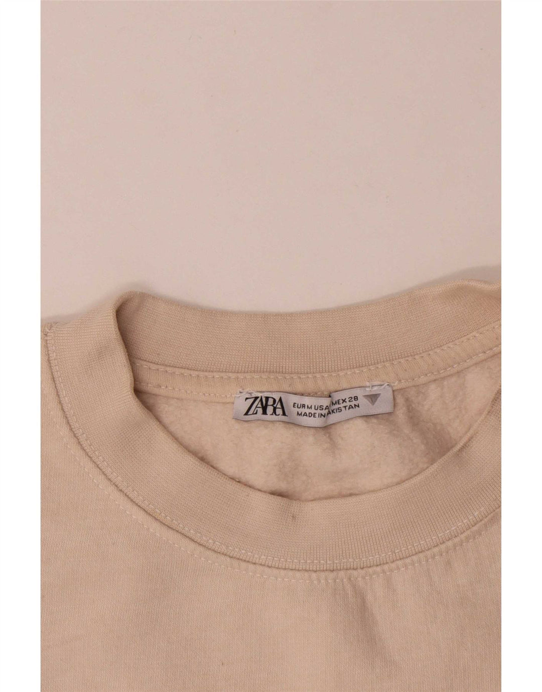 Moletom Zara feminino cropped UK 14 médio off white algodão