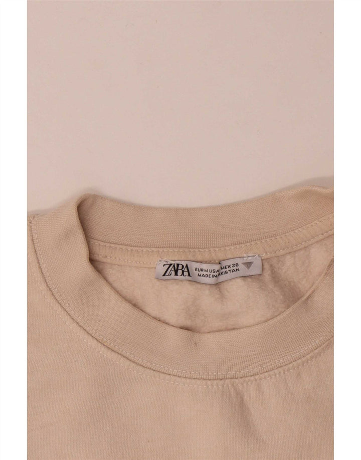 Moletom Zara feminino cropped UK 14 médio off white algodão