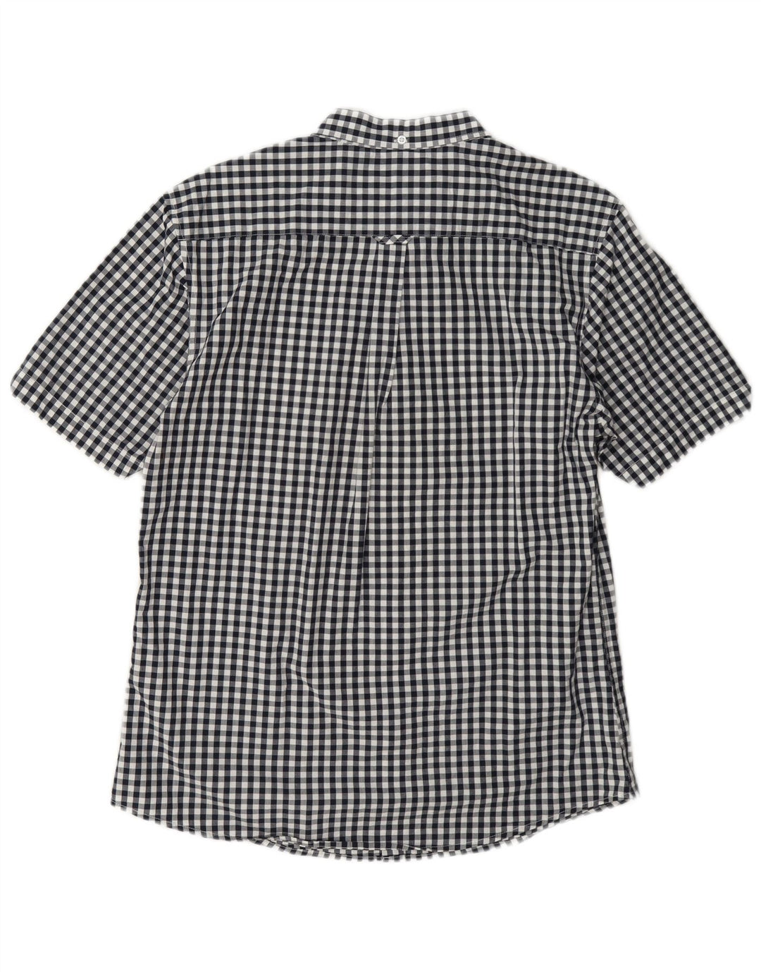 Le Shark Camisa masculina de manga curta grande algodão guingão azul marinho