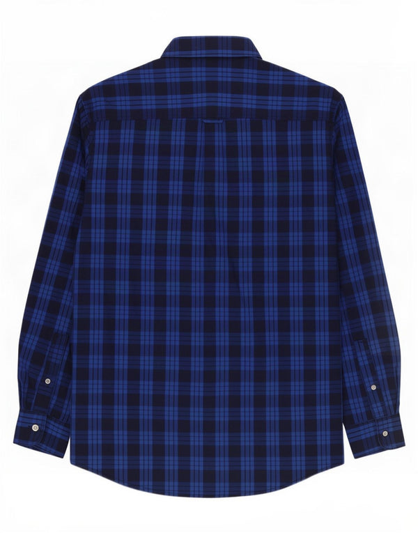 Camisa masculina Chaps Easy Care grande algodão xadrez azul marinho