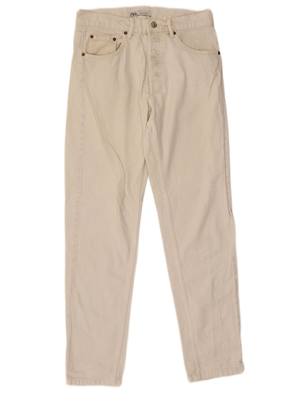 Zara Mens Slim Jeans EU 38 Pequeno W30 L30 Algodão Branco