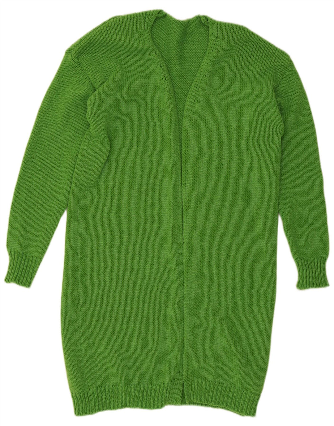 Camisola aberta do cardigan do espinhel das mulheres do vintage poliéster verde médio Reino Unido 14