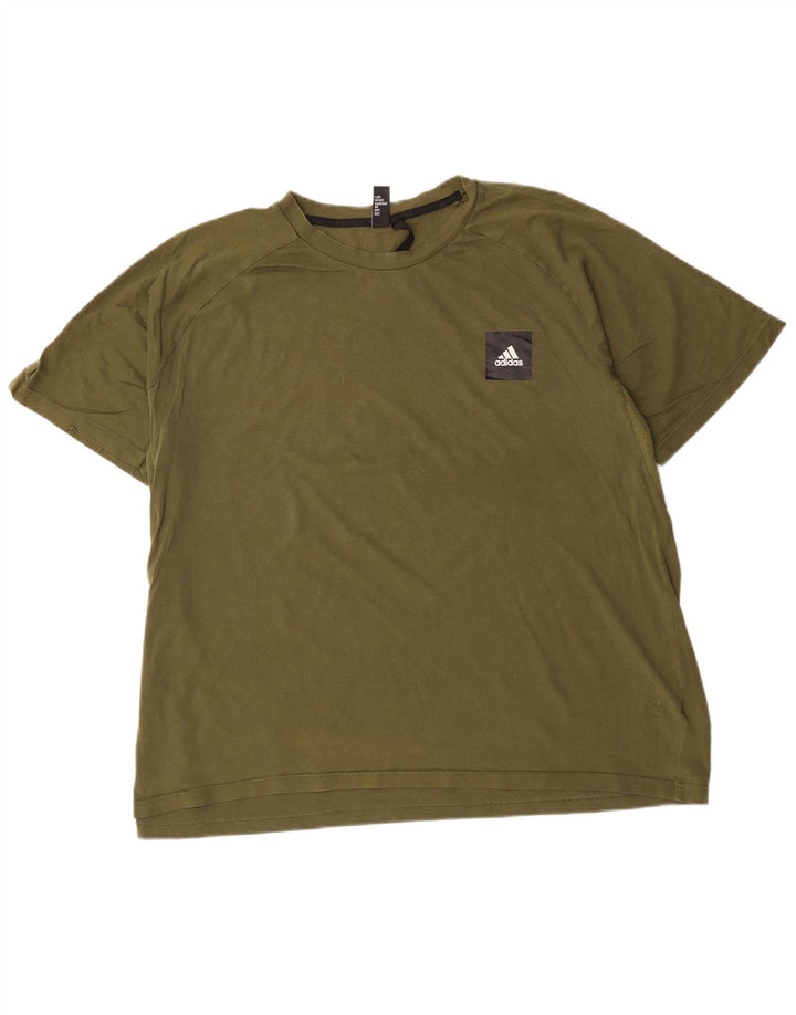 Adidas Mens Camiseta Top 2XL Algodão Cáqui