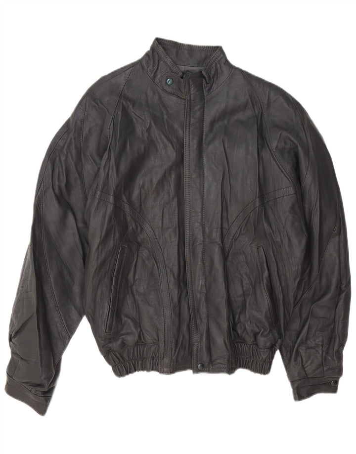 Jaqueta de couro masculina VINTAGE UK 40 grande couro cinza