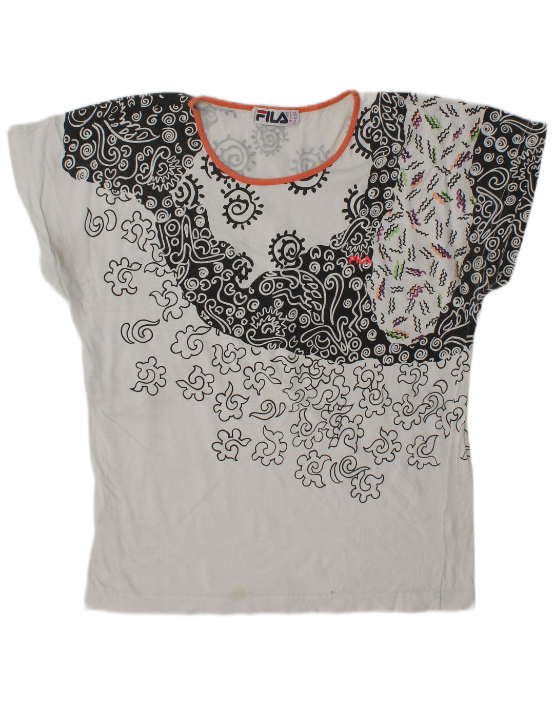 Camiseta feminina Fila Top IT 44 médio branco paisley