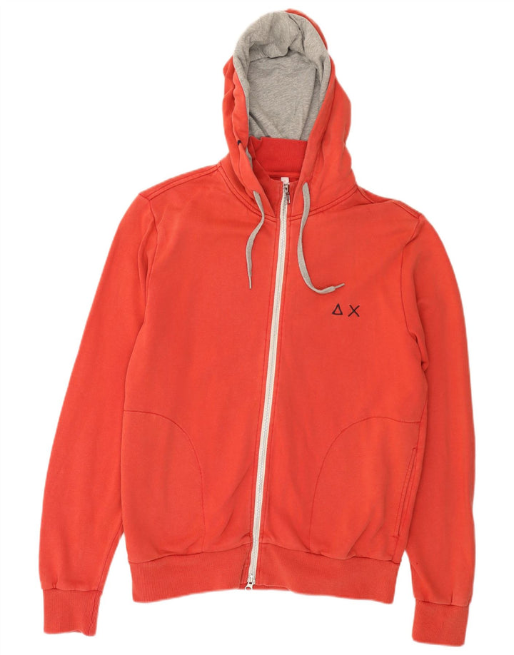 Suéter masculino com capuz e zíper SUN68 grande algodão vermelho