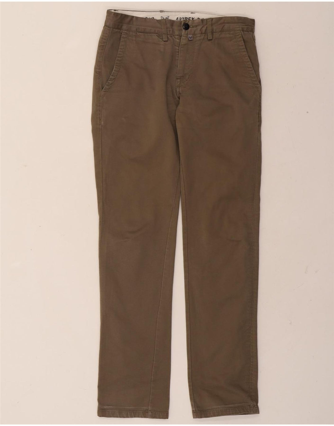 AVIREX Mens Straight Chino Trousers W 30 L32 Khaki Cotton Vintage Avirex and Second-Hand Avirex from Messina Hembry 