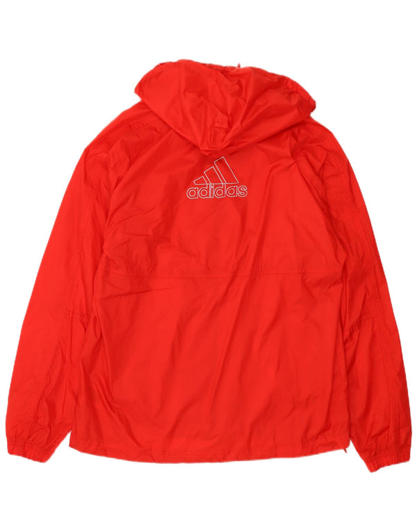 ADIDAS Mens Graphic Hooded Rain Jacket UK 36 Pequeno Vermelho Nylon