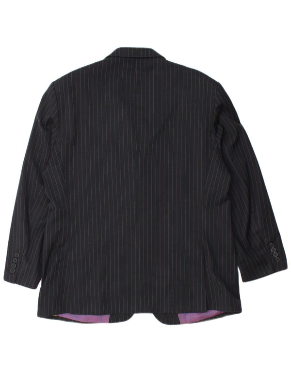 Jaqueta blazer masculina de 2 botões TED BAKER Reino Unido 44 2XL lã listrada preta